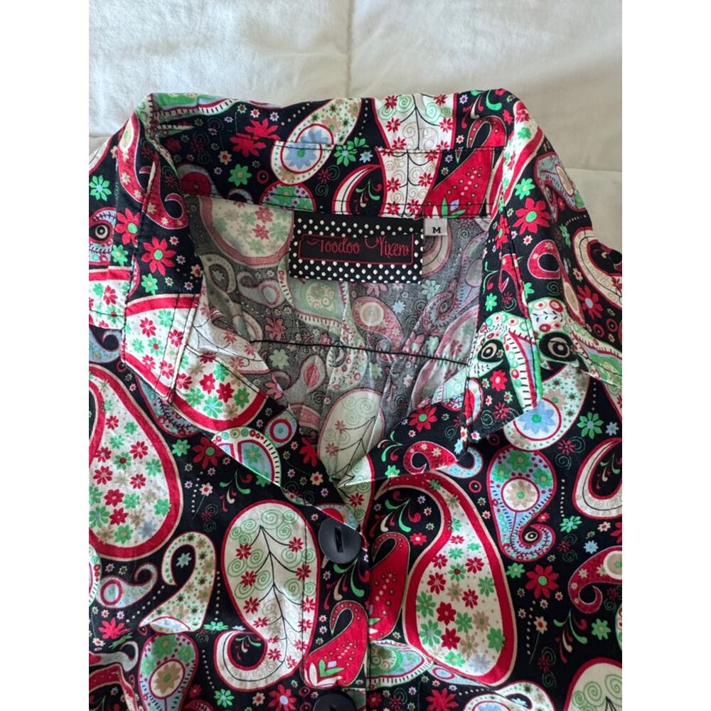 Voodoo Vixen Saranya Paisley Fit Flare Dress Retro Rockabilly Cotton M - Picture 10 of 11